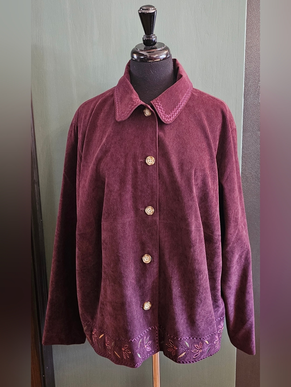TanJay Burgundy Jacket With Embroidery Detailing
